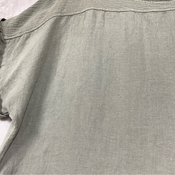 Lungo L'arno Italy Linen Boxy Mixed Media Lagenlook Blouse Sz 1X Green - Picture 2 of 7